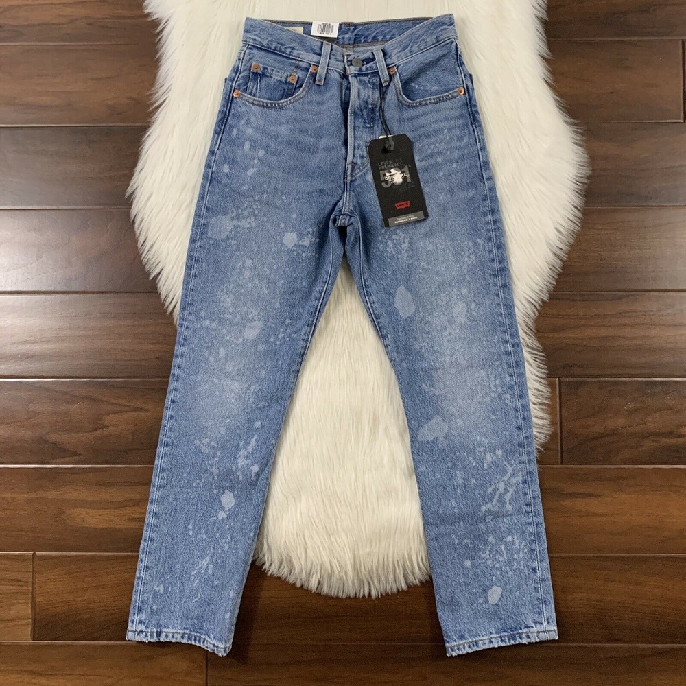 Levi"s Size 24 Bleached 501 Original Taper Denim Jeans‎